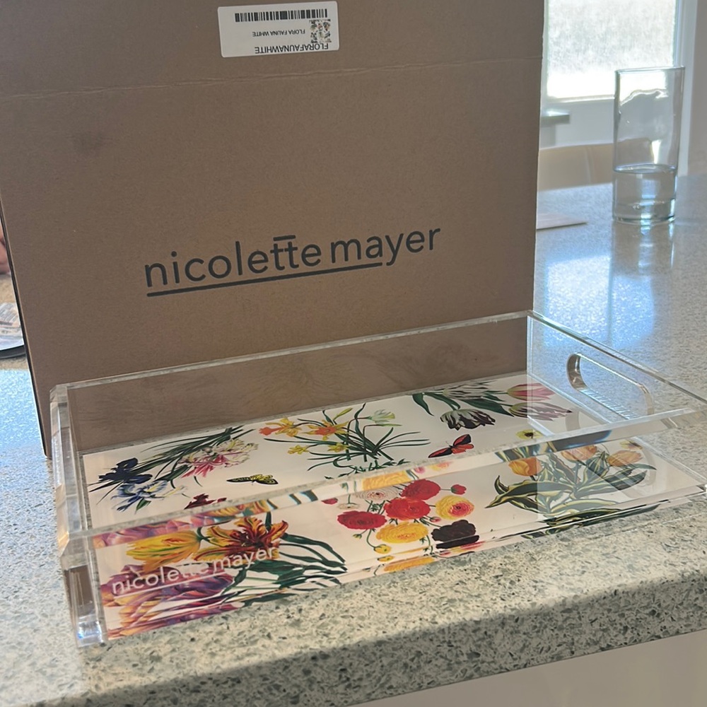 NEW IN BOX Nicolette mayer flora fauna tray in white